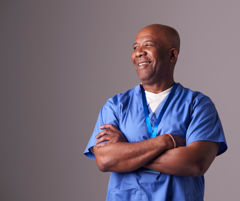 Male nurse with arms crossed